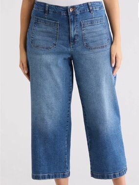 Sanctuary Supernova Cropped Patch Pocket Jeans NWT Size 31 Medium Wash High Rise